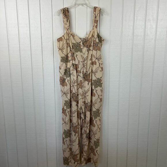 Loft Women Sleeveless Wide Leg Pants Jumpsuit Cream Linen Beach Preppy Size XL - Picture 11 of 11